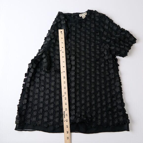Reiss Women’s Top Sz 4 Black 3D Floral Embroidered Dark Cottagecore Whimsigoth - Picture 5 of 9